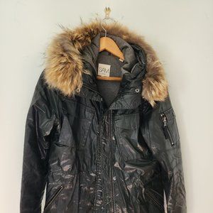 SAM New York WMNS Waxed Canvas Black Parka Jacket Size M